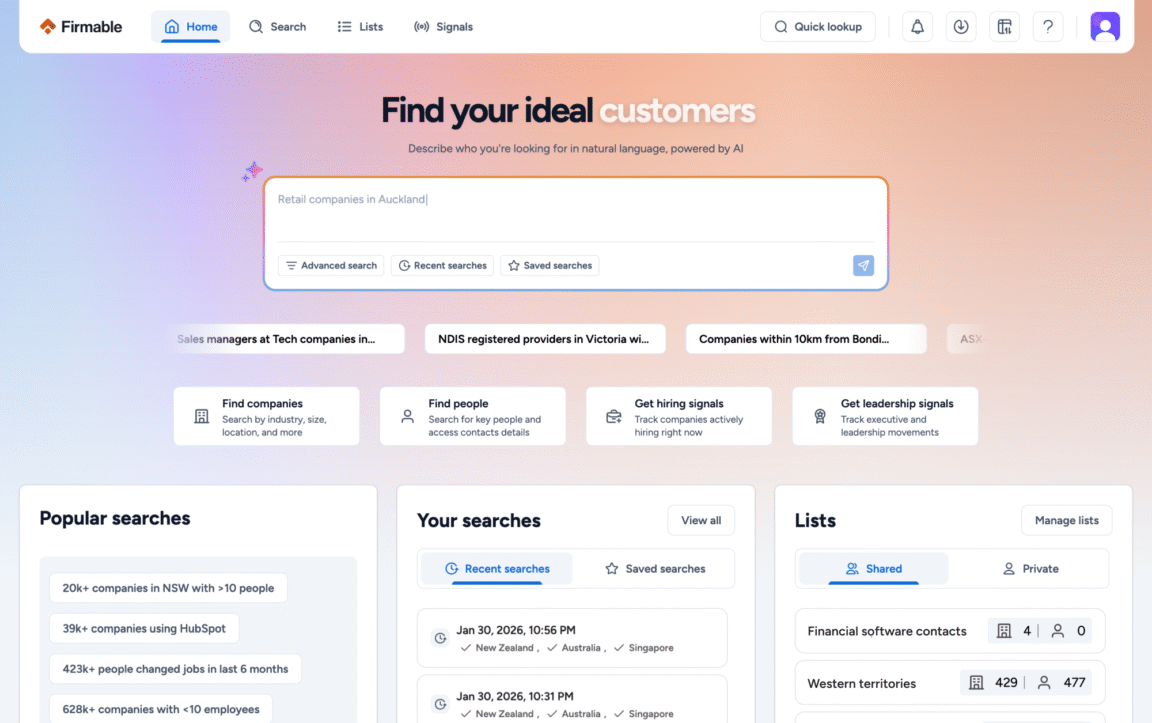 Firmable Home page