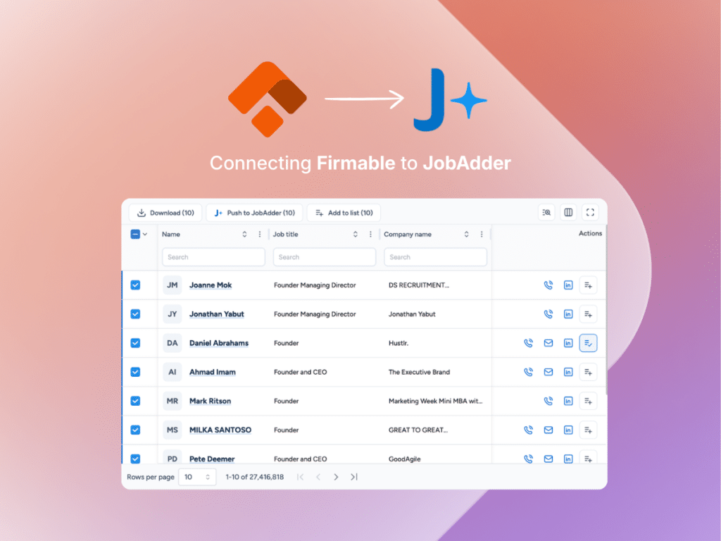 Jobadder and Firmable integration